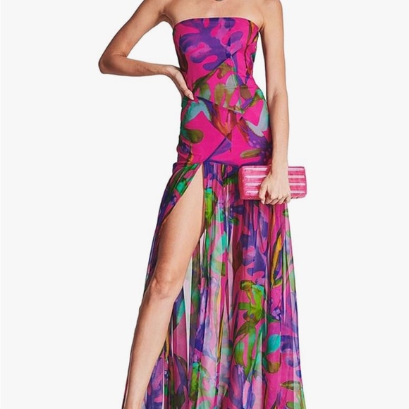 Vibrant Multicolor Strapless Maxi Dress - Picture 1 of 4